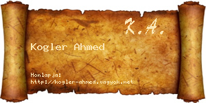 Kogler Ahmed névjegykártya